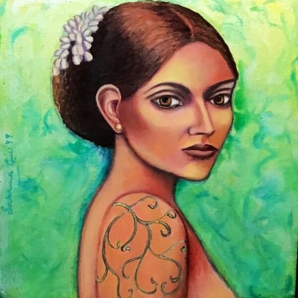 Nude portrait custom . Female face art on a metallic marble art background. Mixed media on canvas. Beautiful canvas art. Original painting.