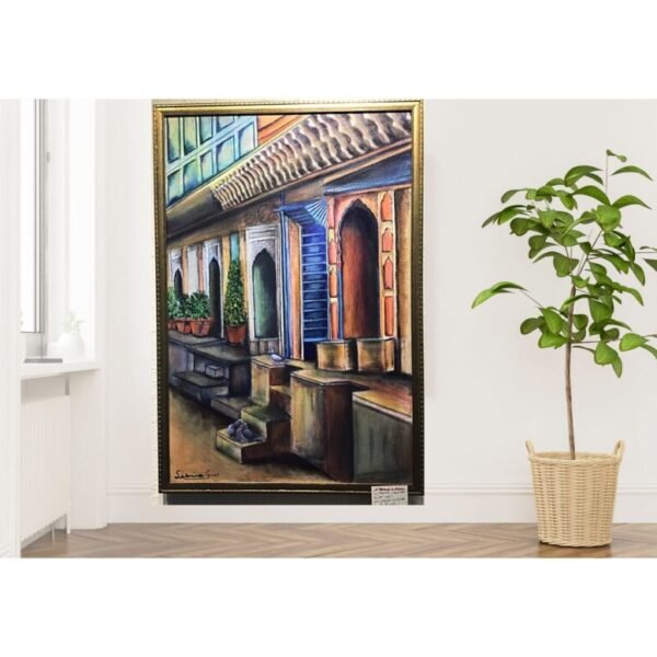 Indian wall decor. Beautiful canvas art. Large acrylic painting. City art. Alleyways Of India 1 by Sabrina Gill