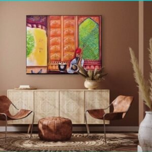 Zen wall art  in figurative form . Indian art decor done in acrylic on canvas. Beautiful canvas art. Original painting by Sabrina Gill.